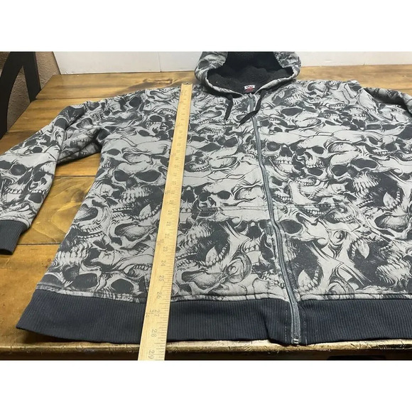 MMA Elite Full Zip Hoodie Men’s Size 2XL Skulls Aop Graphic Sherpa Y2K - Picture 8 of 12